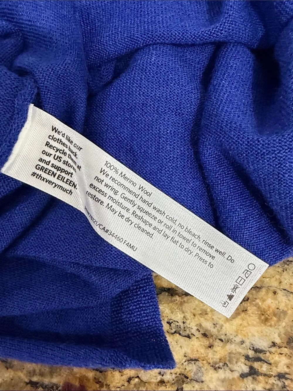 Eileen Fisher Merino Wool Tunic Sweater Medium Blue V Neck Pockets Oversized